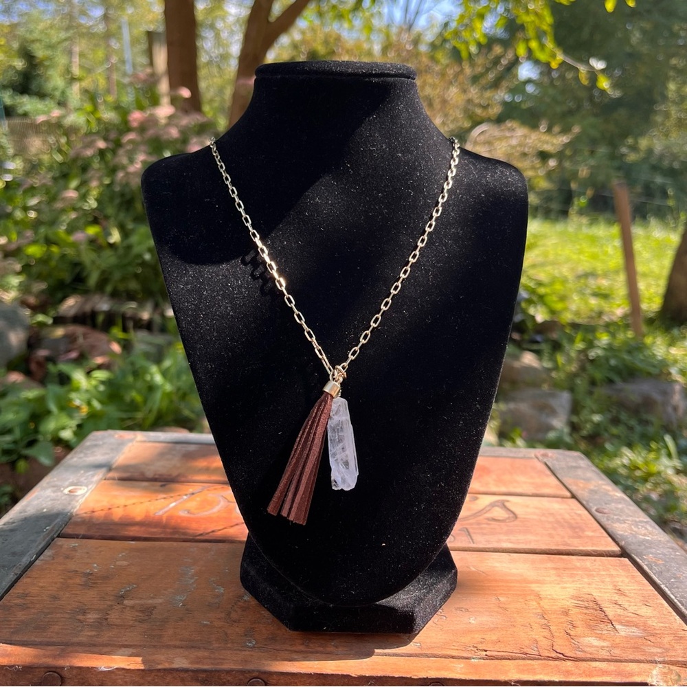 Gradient Tassel Pendant Silver Necklace
